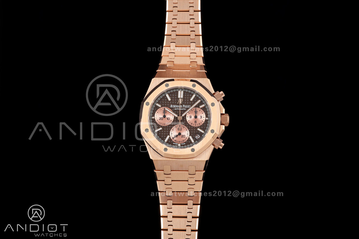 Royal Oak Chrono 26240 RG DDF 1:1 Best Edition Brown/RG Dial on RG Bracelet DD4401 Super Clone (50 Anniversary)